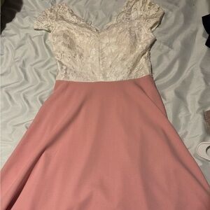 B Darlin White Dress with Lace Detail